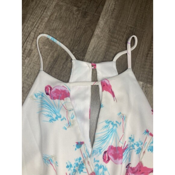 Everly Anthropologie Romper Women Medium Shorts Floral Flamingo Fairy Boho Sexy - Picture 3 of 8